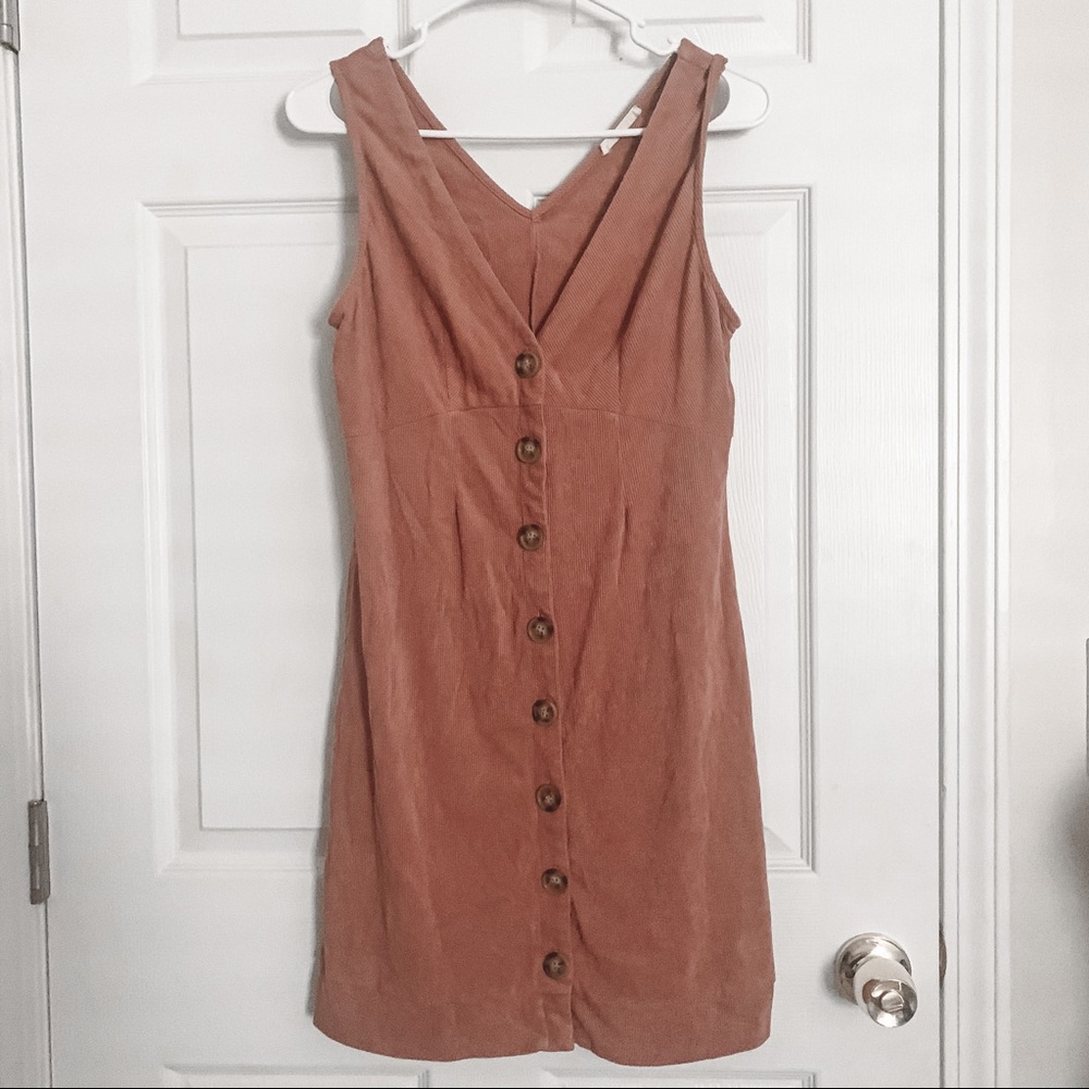 ILLA ILLA salmon corduroy button down dress